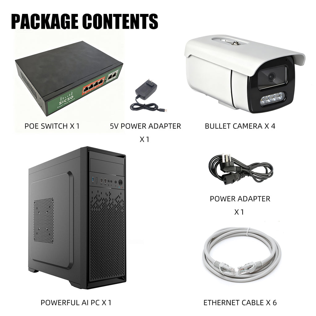 4 POE Cameras + Powerful AI PC (7 Billion Parameters Video LLM)